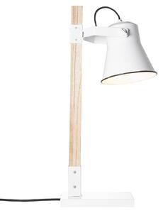 Stolní lampa Plow, bílá dřevo světlé