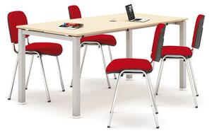 Jednací stůl AIR 1600x800 bříza + 4 židle Viva červené
