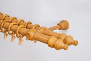 Dřevěná záclonová tyč dvouřadá Zlatý dub Favorite 28 mm Délka (m): 1,5