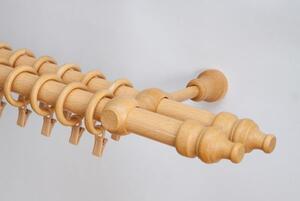 Dřevěná záclonová tyč dvouřadá Buk Favorite 28 mm Délka (m): 2,0