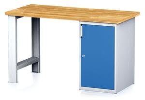 Alfa 3 Dílenský pracovní stůl MECHANIC I, pevná noha + dílenská skříňka na nářadí, 1500 x 700 x 880 mm, modré dveře