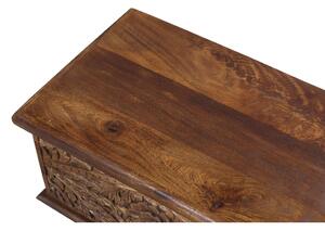 Truhla z mangového dřeva, ručně vyřezávaná, 58x36x36cm (AM)