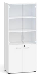 Kancelářská skříň s kombinovanými dveřmi, 1781x800x420 mm, bílá