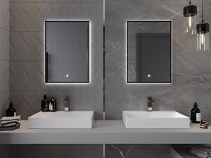 Mexen Erma podsvícené koupelnové zrcadlo 50 x 70 cm, LED 6000K, ventilátor, rama Černá