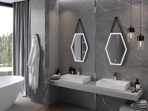 Mexen Orla podsvícené koupelnové zrcadlo 50 x 70 cm, LED 6000K, ventilátor, rama Černá