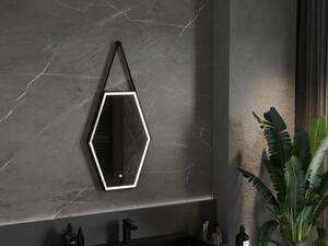 Mexen Orla podsvícené koupelnové zrcadlo 50 x 70 cm, LED 6000K, ventilátor, rama Černá