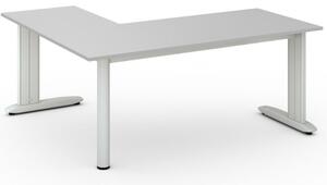 Rohový kancelářský psací stůl PRIMO FLEXIBLE L, 1800 x 1600 mm, šedá