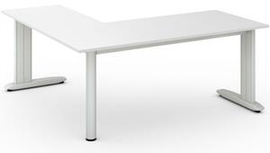 Rohový kancelářský psací stůl PRIMO FLEXIBLE L, 1800 x 1800 mm, bílá