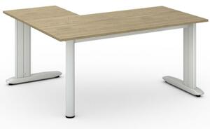 Rohový kancelářský psací stůl PRIMO FLEXIBLE L, 1600 x 1400 mm, dub přírodní