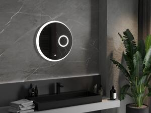 Mexen Ella podsvícené koupelnové zrcadlo s kosmetickým zrcátkem, Kulaté 60 cm, LED 6000K, ventilátor