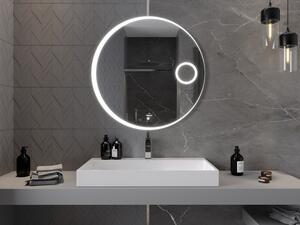 Mexen Ella podsvícené koupelnové zrcadlo s kosmetickým zrcátkem, Kulaté 90 cm, LED 6000K, ventilátor