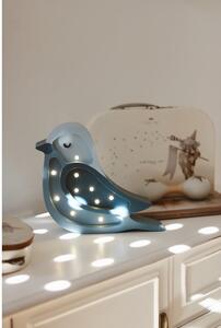 Modrá stolní lampa z borovicového dřeva Little Lights Bird, výška 21 cm