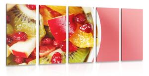5-dílný obraz letní ovocný salát