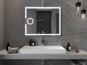 Mexen Onyx podsvícené koupelnové zrcadlo s kosmetickým zrcátkem 100 x 80 cm, LED 6000K, ventilátor