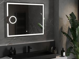 Mexen Onyx podsvícené koupelnové zrcadlo s kosmetickým zrcátkem 100 x 80 cm, LED 6000K, ventilátor