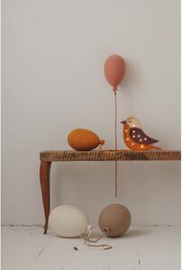 Žluto-hnědá stolní lampa z borovicového dřeva Little Lights Bird, výška 21 cm