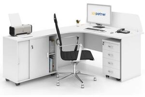 Kancelářský pracovní stůl s kontejnerem MIRELLI A+, typ F, bílá