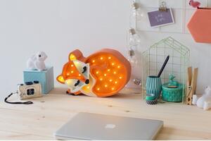 Oranžová stolní lampa z borovicového dřeva Little Lights Fox Wild, délka 31 cm