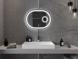 Mexen Umba podsvícené koupelnové zrcadlo s kosmetickým zrcátkem 80 x 60 cm, LED 6000K, ventilátor