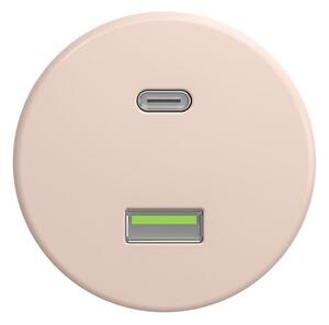Reblig - Retro USB zásuvka A+C bez rámečku starorůžová