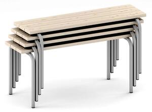 Šatní lavička, sedák - latě, šedé nohy, 1500 mm