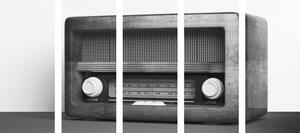 5-dílný obraz retro rádio v černobílém provedení