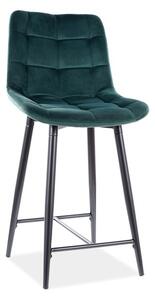 Barová čalouněná židle SIK VELVET zelená/černá