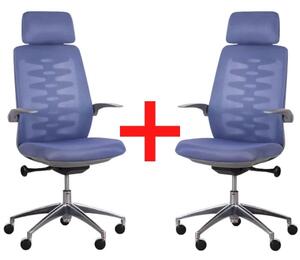 Kancelářská židle se síťovaným opěrákem SITTA GREY 1+1 ZDARMA, modrá
