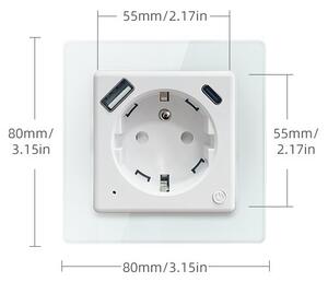 Immax NEO 07553L - Chytrá zásuvka E 16A/230V + 1xUSB-A+1xUSB C PD 20W