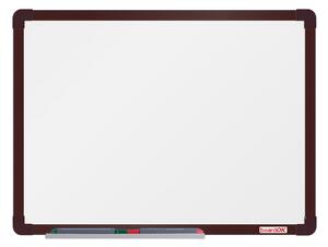 Bílá magnetická popisovací tabule boardOK, 600 x 450 mm, hnědý rám