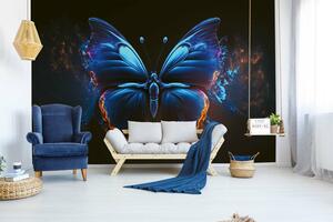 DIMEX | Vliesová fototapeta na zeď Blue Butterfly MS-5-AI-0025 | 375 x 250 cm | černá, modrá