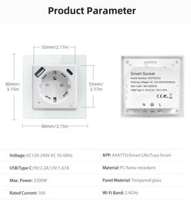 Immax NEO 07544L - Chytrá zásuvka E 16A/230V + 1xUSB-A+1xUSB C PD 20W Wi-Fi