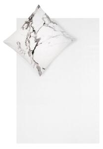Bílo-šedé povlečení na jednolůžko z bavlněného perkálu Westwing Collection Malin, 135 x 200 cm