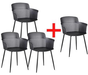 Plastová bistro židle MOLLY, černá, 3+1 ZDARMA