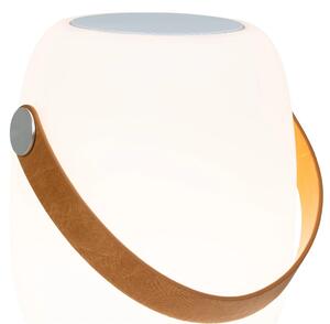 Nordic Living Bílá plastová stolní LED lampa s bluetooth reproduktorem Carin