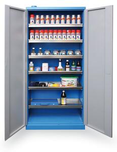 Skříň pro uskladnění nebezpečných chemických látek, 6 polic, nosnost 40 kg, 920 x 380 x 1920 mm
