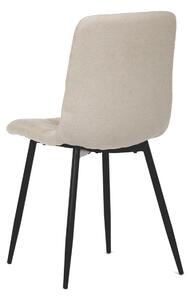 Jídelní židle, potah krémová látka, kovová čtyřnohá podnož, černý mat