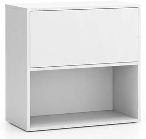 Kancelářský policový regál LAYERS, krátký, 1 box, 800 x 400 x 777, bílá / šedá