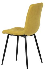 Autronic Jídelní židle, potah žlutá látka, kovová čtyřnohá podnož, černý mat