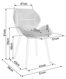 Jídelní čalouněná židle HALS látka grafit, kov černý
