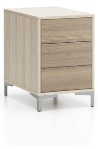 Kancelářská policová komoda LAYERS, 3 zásuvky, 400x400x630 mm, dub přírodní / dub mořený