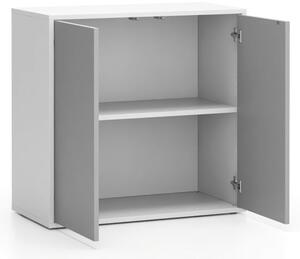 Kancelářská skřínka s dveřmi LAYERS, krátká, 800 x 400 x 777, bílá / šedá
