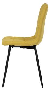 Autronic Jídelní židle, potah žlutá látka, kovová čtyřnohá podnož, černý mat