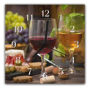 Nástěnné hodiny sklenice vína 30x30cm - plexi