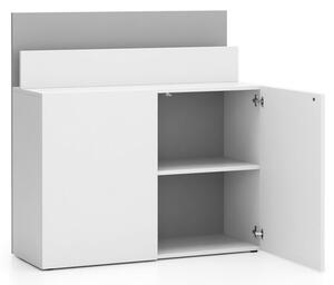 Kancelářská přístavná skříňka ke stolu LAYERS, krátká, bílá / šedá