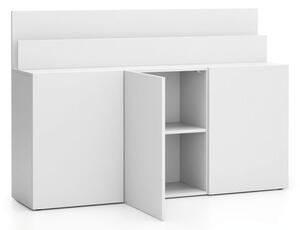 Kancelářská přístavná skříňka ke stolu LAYERS, dlouhá, bílá / šedá
