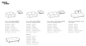 LENNOX - 2 místná rozkládací pohovka, sedačka 178 cm s postelí 120x198x12 cm (Rozkládací pohovka s moderním designem s postelí)