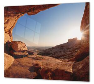 Ochranná deska skály v západu slunce - 50x70cm / Bez lepení na zeď