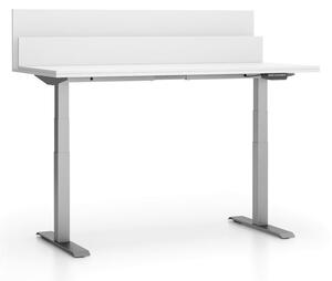 Kancelářský pracovní stůl SINGLE LAYERS s přepážkami, nastavitelné nohy, bílá