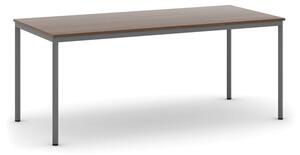 Stůl jídelní, 1800 x 800 mm, tmavě šedá podnož, ořech